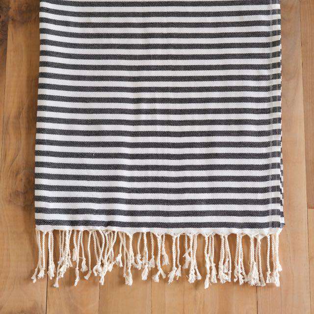 Black & Cream Striped Handloom Turkish - Bath Towel The Cozy Throw 
