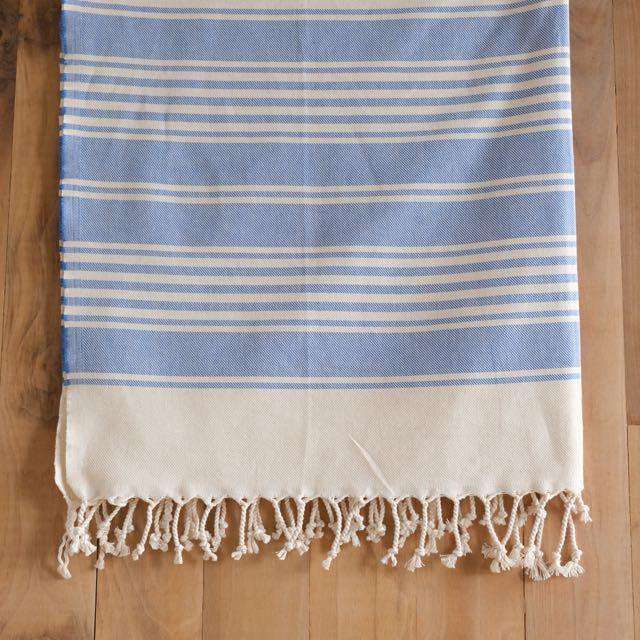 Blue & Cream Handloom Turkish - Bath Towel The Cozy Throw 