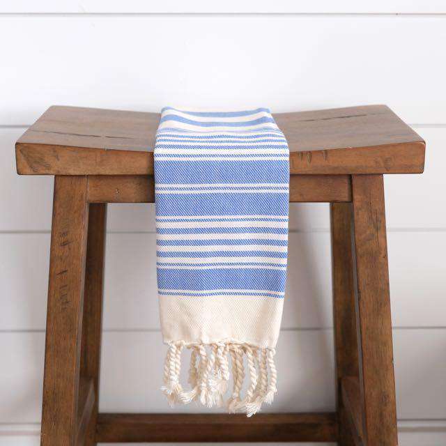 Blue & Cream Handloom Turkish - Hand Towel The Cozy Throw 